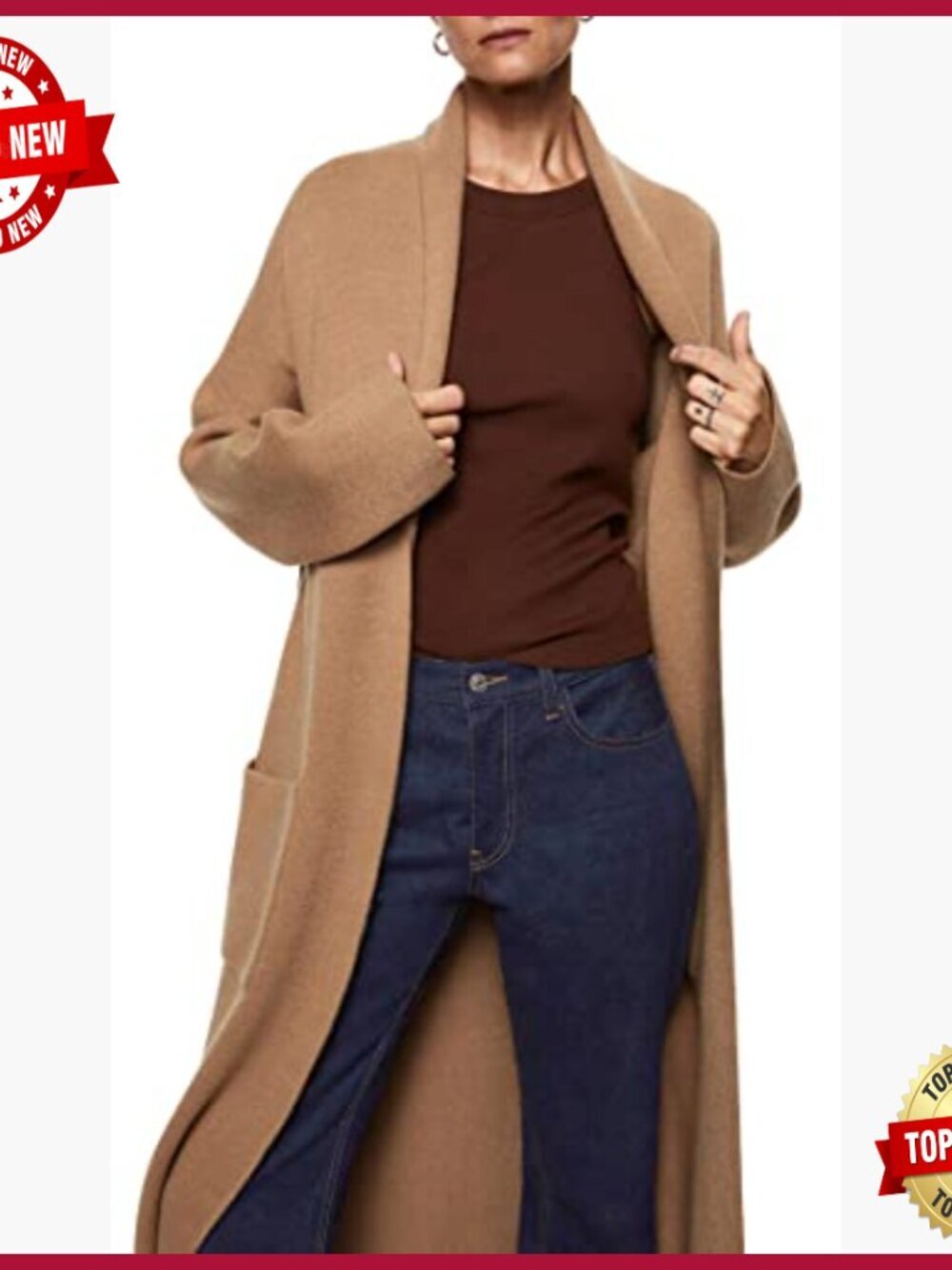 Long Sleeve Maxi Cardigan Open Front Oversized Knitted Sweater Coat Casual - Picture 2 of 7